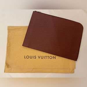 Authentic Louis Vuitton Poche Document in Burgundy EPI leather